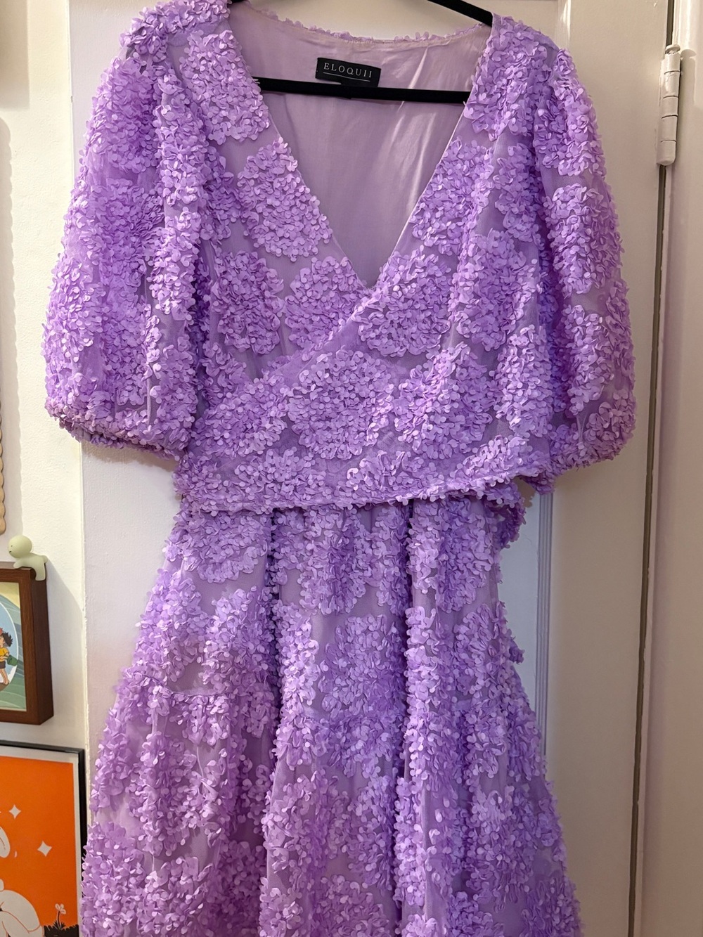 Eloquii puffy sleeve lavender dress